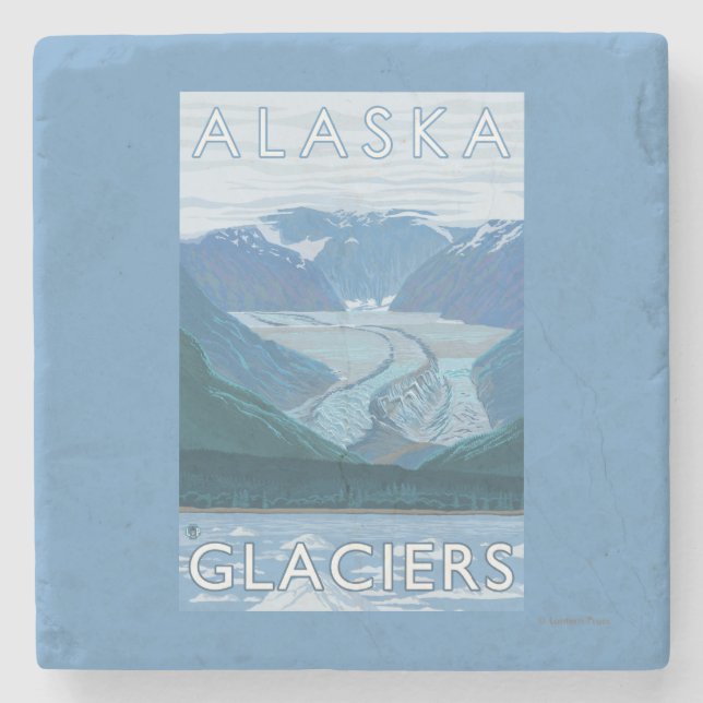 Vintage resor för AlaskaLarge glaciärplats Stenunderlägg (Framsidan)