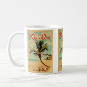 Vintage resor för Key West Florida palmträdstrand Kaffemugg