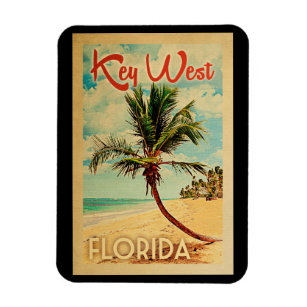 Vintage resor för Key West Florida palmträdstrand Magnet