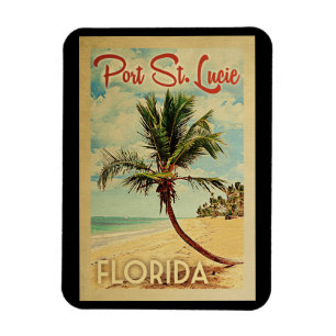 Vintage resor för portSt Lucie palmträd Magnet