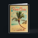 Vintage resor för Punta Gorda Florida Kort<br><div class="desc">Punta Gorda Florida design i vintage resorstil som presenterar en palmträd på stranden med hav och himmel.</div>