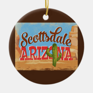 Vintage resor för Scottsdale Arizona tecknadöken Julgransprydnad Keramik