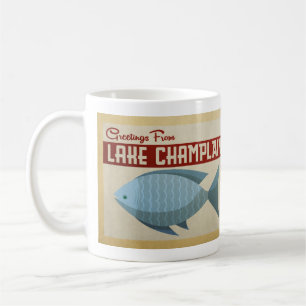 Vintage resor för sjöChamplain fisk Kaffemugg