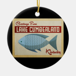 Vintage resor för sjöCumberland fisk Julgransprydnad Keramik