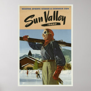 Vintage resor för Sun Valley Idaho vintersportar Poster