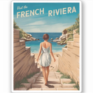 Vintage resor Fransk Riviera Seaside Retro Scenia Klistermärken