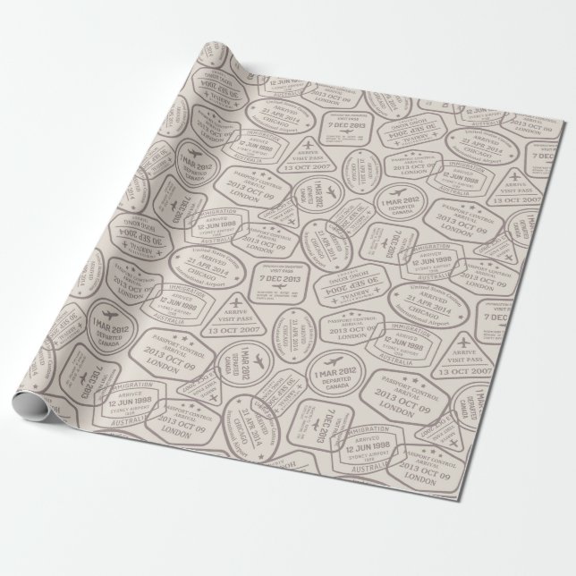 Vintage resor/Frimärke Presentpapper (Utrullad)