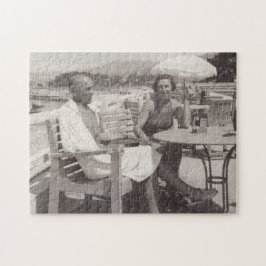Vintage resor gammalt sepiafoto Cannes Frankrike 1 Pussel