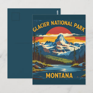 Vintage Resor Glacier National Park Montana Vykort