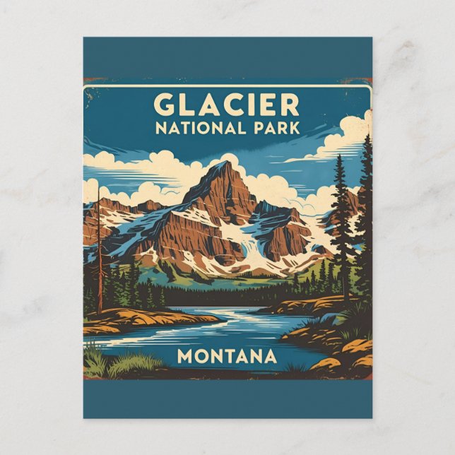 Vintage resor Glacier nationalpark Montana Vykort (Framsida)