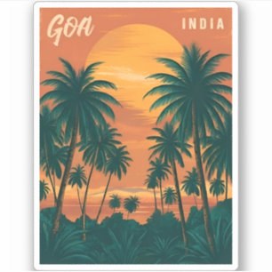 Vintage resor Goa India Seaside Retro Scenia Klistermärken