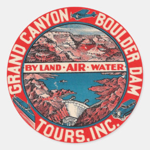 vintage resor - Grand Canyon / Boulder Dam Runt Klistermärke