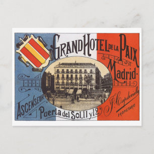 Vintage resor, Grand Hotel Paix, Madrid, Spanien Vykort