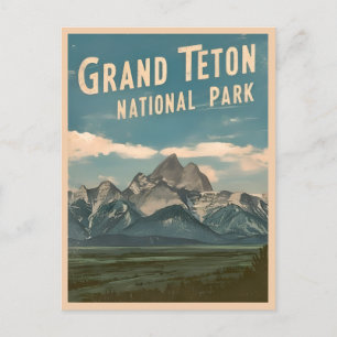 Vintage resor Grand Teton nationalpark Landcape Vykort