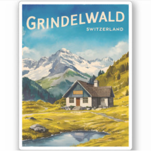 Vintage resor Grindelwald Schweiz Alpernas Retro Klistermärken