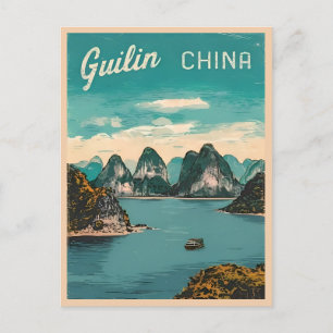 Vintage resor Guilin-Chinan Ligcape Retro Scenia Vykort
