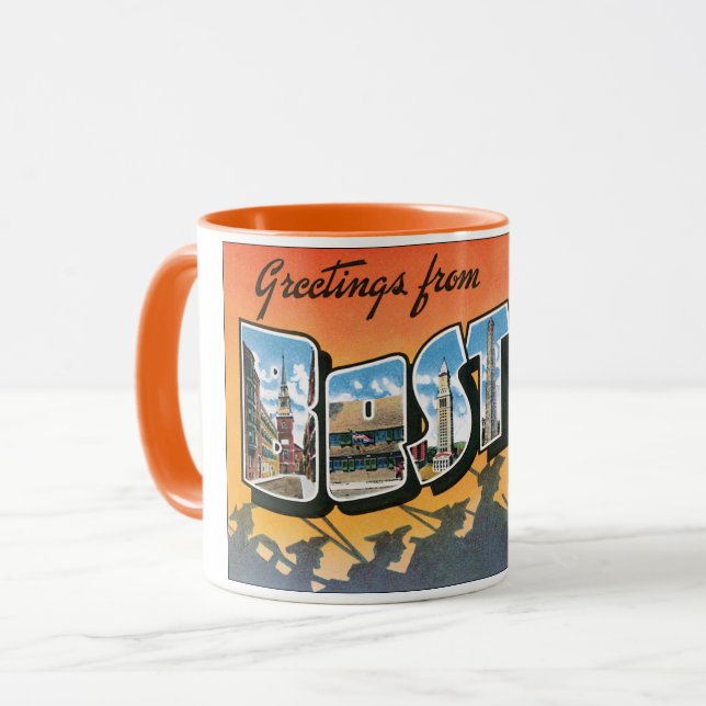 Vintage resor Hälsning från Boston Massachusetts Mugg (Framsida vänster)