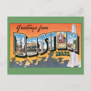 Vintage resor Hälsning från Boston Massachusetts Vykort