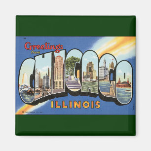 Vintage resor, Hälsning från Chicago Illinois Magnet