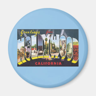 Vintage resor Hälsning från Hollywood Kalifornie Magnet