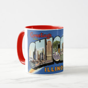 Vintage Resor, Hälsningar från Chicago Illinois Mugg