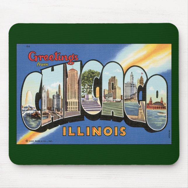 Vintage Resor, Hälsningar från Chicago Illinois Musmatta (Framsidan)