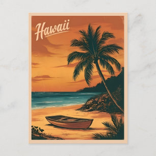 Vintage resor Hawaii Beach Sunset Retro Scenia Vykort