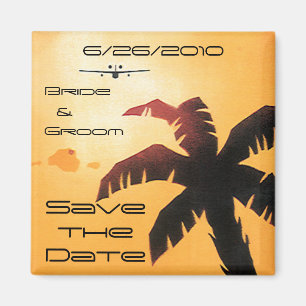 Vintage Resor, Hawaii Palmträd Spara Datum! Magnet
