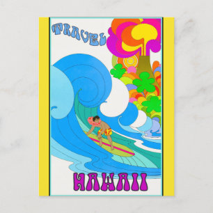 Vintage resor Hawaii Retro Ocean Surfing Vykort