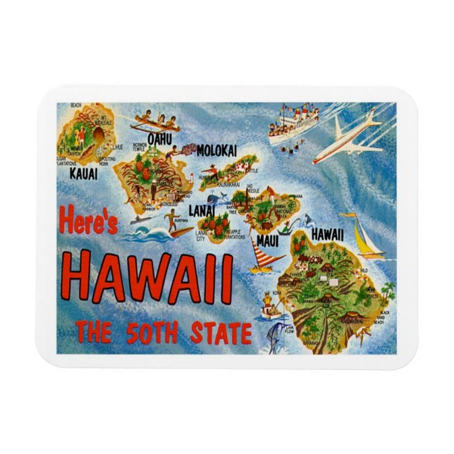 Vintage resor Hawaii Stater Magnet (Horisontell)