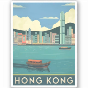 Vintage resor Hong Kong China Retro Cityscape Klistermärken