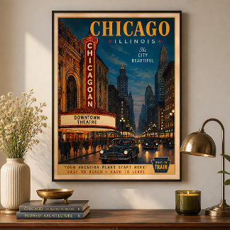 Vintage resor i Chicagos teaterdistrikt Poster