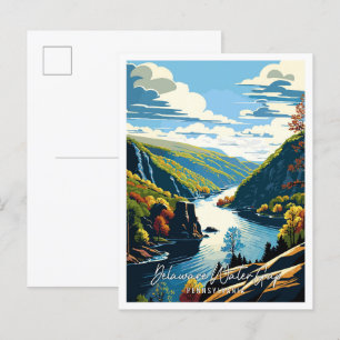 Vintage resor illustration av Delaware Vatten Gap Vykort