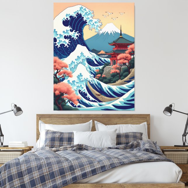 Vintage resor illustration av Fuji Japan Canvastryck (Insitu (sovrum))