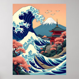 Vintage resor illustration av Fuji Japan Poster