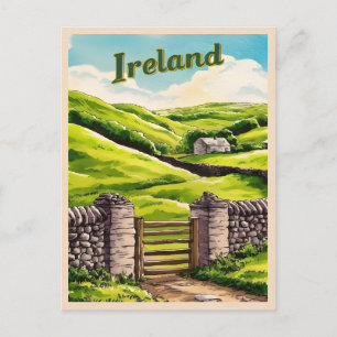 Vintage resor Ireland Countryside Retro Scenia Vykort