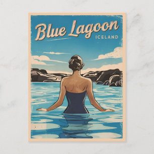 Vintage resor Island Blue Lagoon Retro Scenia Vykort