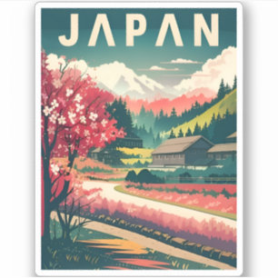 Vintage resor Japan Sakura Cherry Blommar Klistermärken