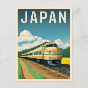 Vintage resor Japan Tåg Retro Graphic Scenery Vykort