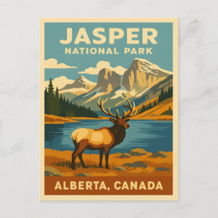 Vintage resor Jasper nationalpark Retro Graphic Vykort