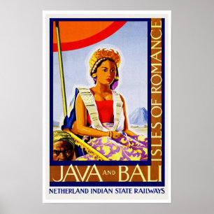 Vintage resor Java och Bali Poster