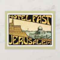 vintage resor Jerusalem Hotel Label Art
