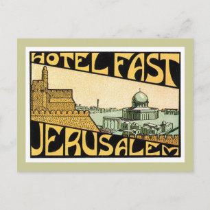 vintage resor Jerusalem Hotel Label Art Vykort