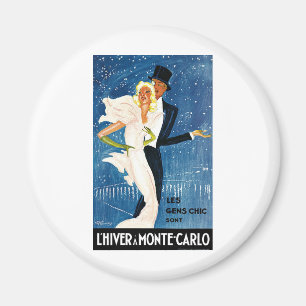 Vintage resor kärlekromantikvinter i Monte - carl Magnet