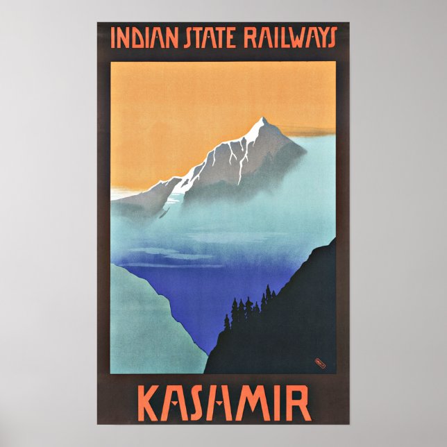 Vintage resor Kashmir Indiska järnvägar Poster (Framsidan)