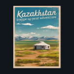 Vintage resor Kazakstan Steppe Retro Scenia Vykort<br><div class="desc">Upplev den stora,  omanipulerade skönheten hos Kazakstan Steppe med den här fängslande återbäringsinspirerade designen. Med nostalgi och charm vintage fångas Kazakstans svepande gräsmarker och ändlösa horisonter i en retro-estetisk påminnelse om klassiskt resor affischer från gårdagen.</div>