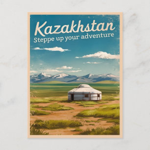 Vintage resor Kazakstan Steppe Retro Scenia Vykort