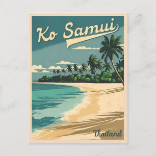 Vintage resor Koh Samui Thailand Retro Graphic Vykort