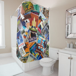 Vintage resor kollage nr 1 Shower Curtain