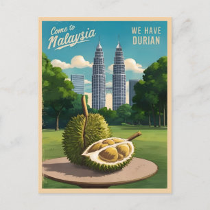 Vintage resor Kuala Lumpur Malaysia Durian Humor Vykort